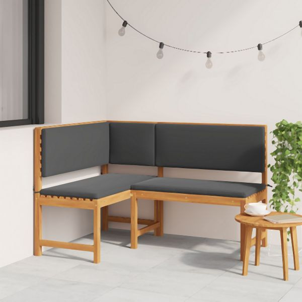 vidaXL Garten-Eckbank mit Kissen 140x100x91 cm aus Akazienholz, 4107150