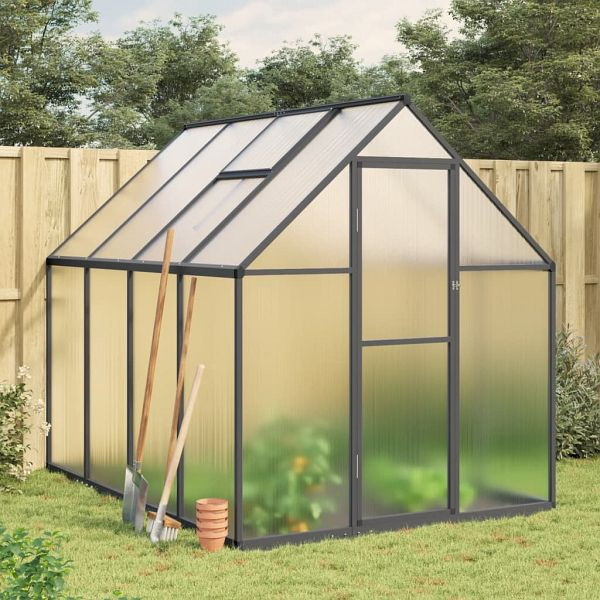 vidaXL Gewächshaus mit Fundamentrahmen Anthrazit 224x169x195 cm Alu, 4005836