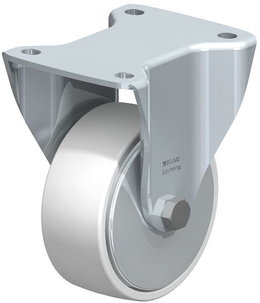 Blickle BH-PO 127K-FA Stahlblech-Bockrolle, Schwerlast-Ausführung, mit Anschraubplatte, Polyamid, Weiß, 852756