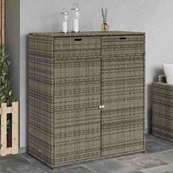 vidaXL Gartenschrank Grau 105x55x113 cm Poly Rattan, 365565