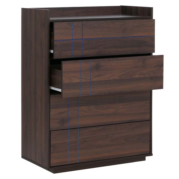 Mendler Kommode HWC-P44, Sideboard Schrank Anrichte, 4 Schubladen Push-to-open, MDF 107x80x40cm, Walnuss-Optik, 139863+139864
