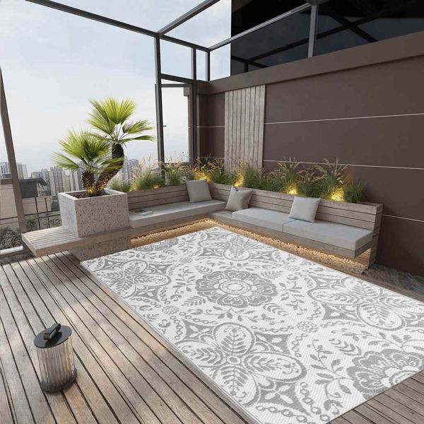 vidaXL Outdoor-Teppich ARAKIL Hellgrau 190x290 cm PP, 310451