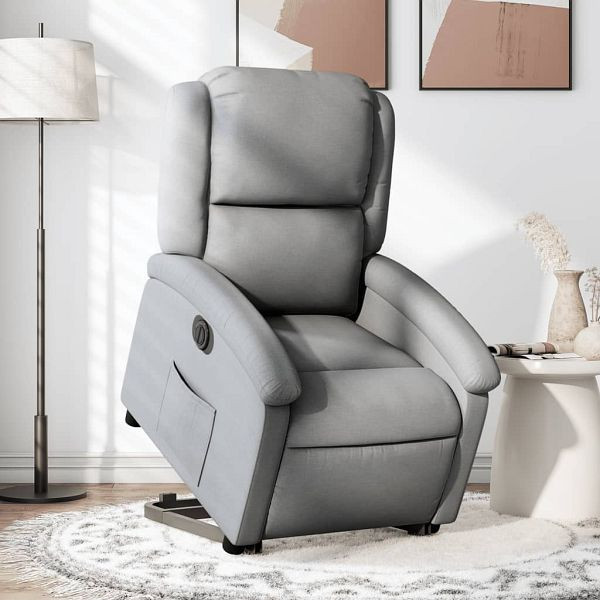 vidaXL Relaxsessel mit Aufstehhilfe Elektrisch Hellgrau Stoff, 3204188