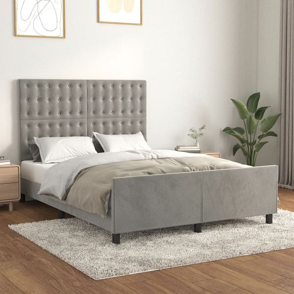 vidaXL Bettgestell mit Kopfteil Hellgrau 140x200 cm Samt, 3126001