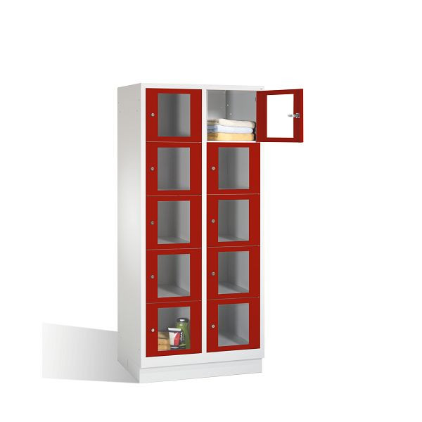 C+P Schließfachschrank Classic, H1800xB810xT500mm, Farbe: Lichtgrau / Rubinrot, 8020A225 S10001