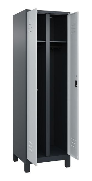 C+P Schwarz-Weiß-Spind Classic PLUS, Füße, 2 Abteile, 1950x600x500mm, 7016/7035, 080012-20 S10028