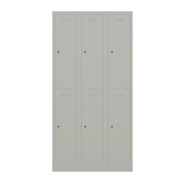 Bisley Garderobenschrank Primary Locker, 3 Abteile mit je 2 Fächern übereinander, 673 gänsegrau, PL3050T2673