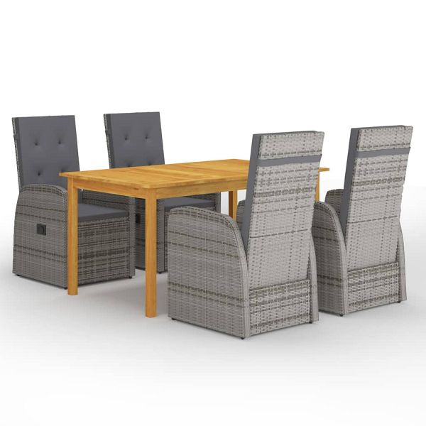 vidaXL 5-teilig Garten-Essgruppe Grau, 3067810