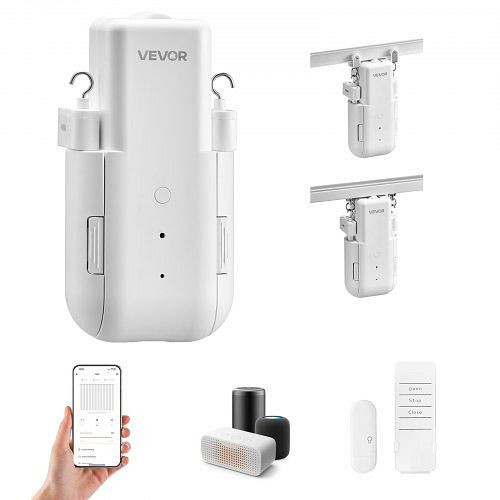 VEVOR automatischer Vorhangöffner, App & Fernbedienung, Alexa & Google Home, Lautlosmodus & Timer, U/I-Schienen, GDJQRUXGTXG0UUQBQ001V9