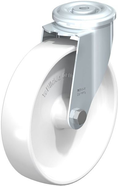 Blickle LER-PPN 200G Stahlblech-Lenkrolle mit Rückenloch, Polypropylen, Weiß, 762910