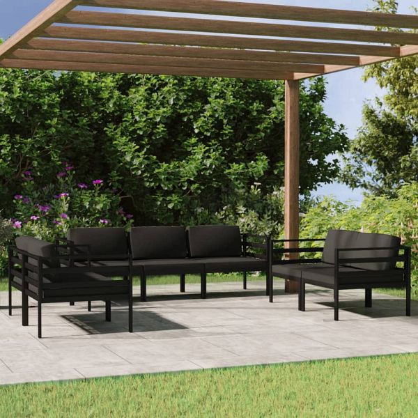 vidaXL 7-teilig Garten-Lounge-Set mit Kissen Aluminium Anthrazit, 3107796