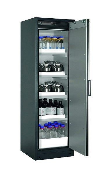 asecos Sicherheitsschrank Q-CLASSIC-90, Q90.195.060.R in lichtgrau RAL 7035 mit 4x Wannenboden Standard (Polypropylen), 30073-041-33418