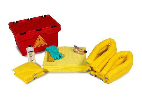 DENSORB Bindemittel-Notfall-Set in roter Klappbox, Ausführung Spezial, 282175