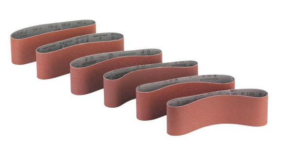 HiKOKI 6 Schleifbänder Set 76x533mm P60,80,120, Rot, 753240