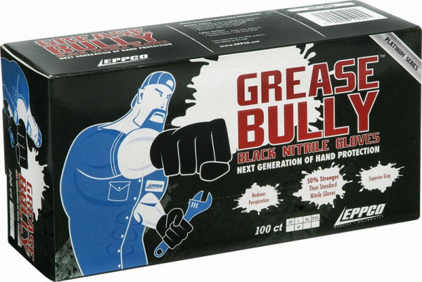Kunzer Nitril-Einweghandschuhe schwarz "GREASE BULLY" Größe L, VE: 100 Stück, GREASE BULLY L