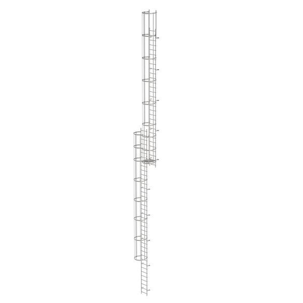 Munk Günzburger Steigtechnik Mehrzügige Steigleiter mit Rückenschutz (Bau) Edelstahl 18,28m, 530165