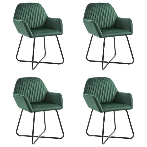 vidaXL Esszimmerstühle 4 Stück Grün Samt, Material: Polyester: 100%, 277007