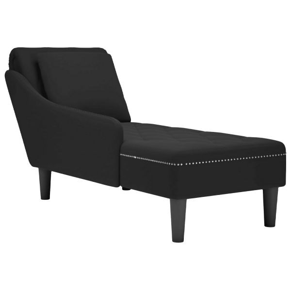 vidaXL Chaiselongue mit Kissen und Rechter Armlehne Schwarz Samt, 4009777
