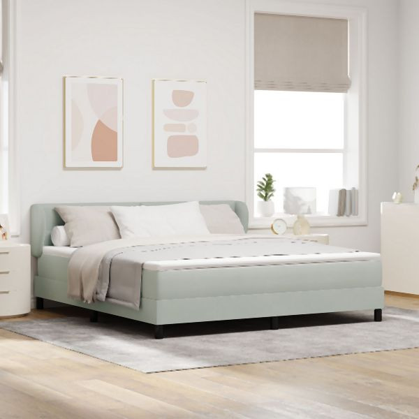 vidaXL Boxspringbett mit Matratze Hellgrau 180x200 cm Samt, 3340400