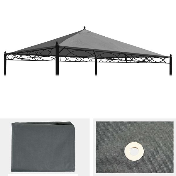 Mendler Ersatzbezug für Dach Pergola Pavillon Cadiz 3x3m, grau, 65467