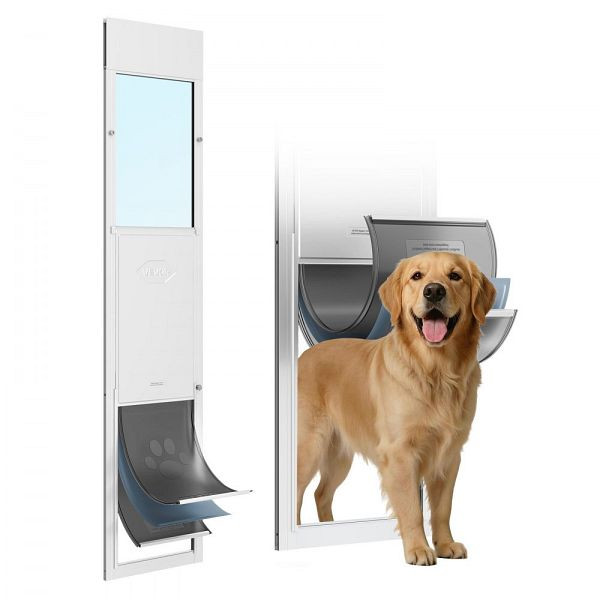 VEVOR Höhenverstellbare Hundeklappe XL, für Glasschiebetür 1927-2049 mm, Aluminiumrahmen, 3-lagige Klappe, Extra groß, HDGMLXCKJBLMHKCXV001V0