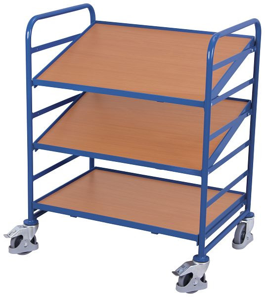 VARIOfit Eurokastenwagen mit 3 Holzböden, Ladefläche: 825 x 610 mm, RAL 5010 enzianblau, sw-610.201