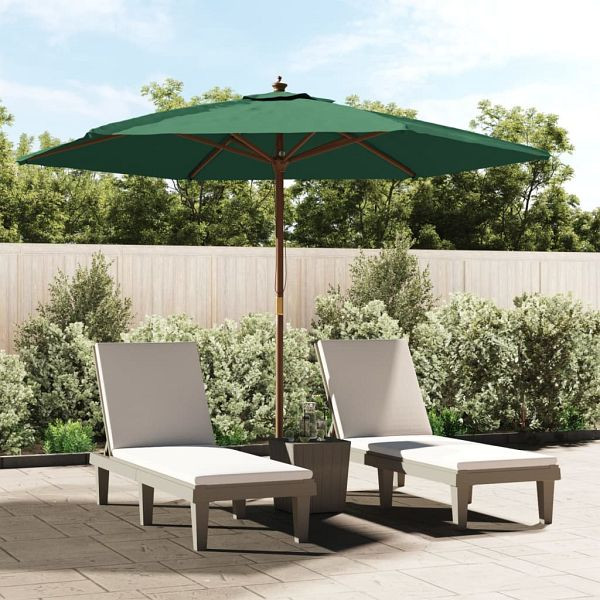 vidaXL Sonnenschirm mit Holzmast Grün 299x240 cm, 363168