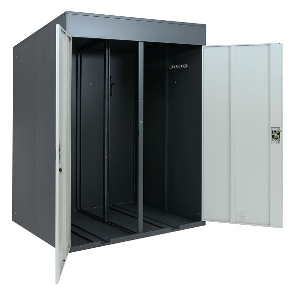 Mendler 2er-Fahrradgarage HWC-H66b, Fahrradbox Fahrradunterstand abschließbar Metall 213x158x125cm, anthrazit/hellgrau, 119206+119207+119208