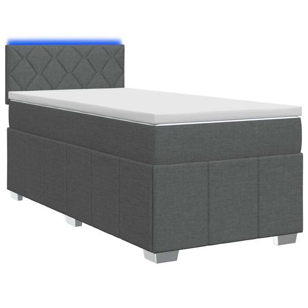 vidaXL Boxspringbett mit Matratze Dunkelgrau 90 x 200 cm Stoff, 3452594
