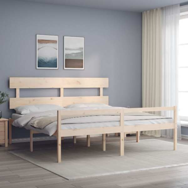 vidaXL Seniorenbett mit Kopfteil Super Kingsize Massivholz, 3195366