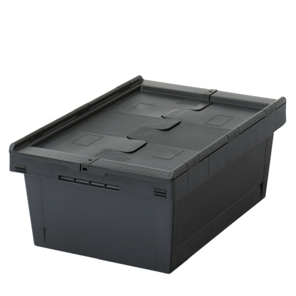 BITO Mehrwegbehälter MBD64221 Eco Regranulat schwarz Deckel/Stecklager schwarz, C0402-0430