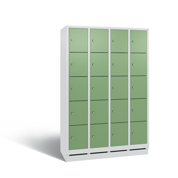 C+P Schließfachschrank Evolo, 20 Fächer, H1800xB1190xT500 mm, Grau/Resedagrün, 48020-405 S10372