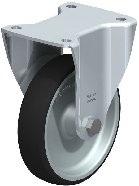 Blickle BH-PATH 160G Stahlblech-Bockrolle, Schwerlast-Ausführung, mit Anschraubplatte, Thermoplastisches Polyurethan, Grau, 760064