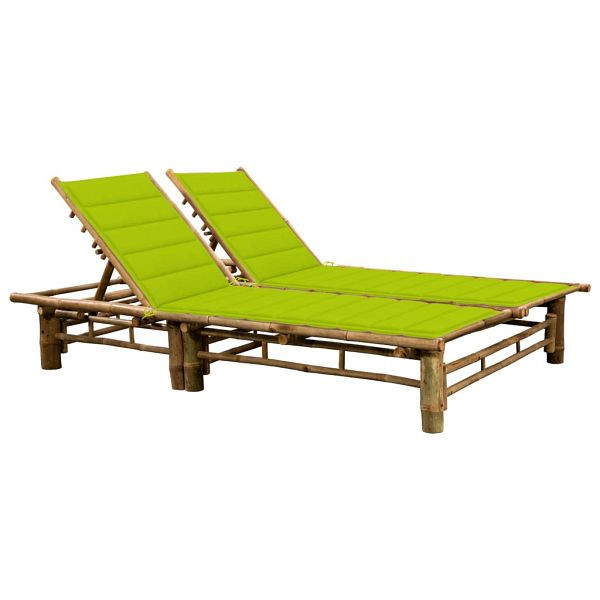 vidaXL 2-Personen-Sonnenliege mit Auflagen Bambus, 3063956