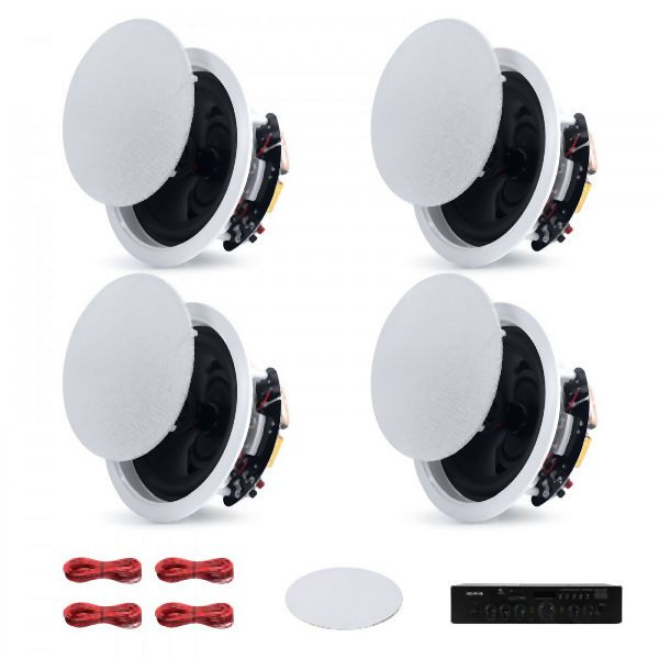 VEVOR 4 Einbaulautsprecher Bluetooth, 165,1 mm, 2-Wege, 150 W, Deckenlautsprecher für Heimkino & Terrasse, flächenbündig, TZXDSYSQ65YCTXTEV001V2