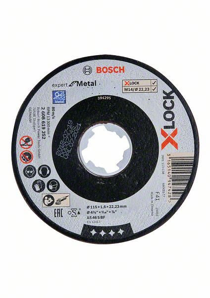 Bosch Trennscheibe X-LOCK gerade Expert for Metal AS 46 S BF, 115 x 22,23 x 1,6 mm, VE: 25 Stück, 2608619252