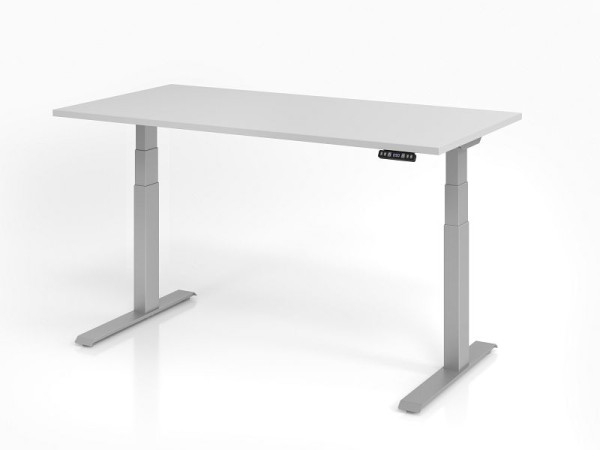 Hammerbacher Schreibtisch XDKB16, 160 x 80 cm, Platte: Grau, 25 mm dick, ABS-Dickkante, Rechteckform, VXDKB16/5/S