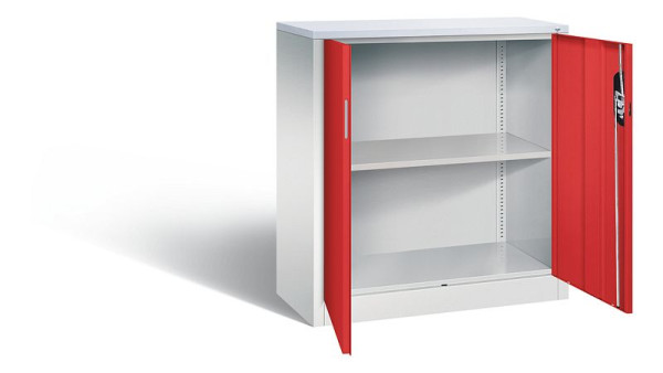 C+P Büroschrank Acurado, H1000xB930xT400mm, Farbe: Lichtgrau / feuerrot, Muldengriff, 2 OH, 9266-1200 S10307