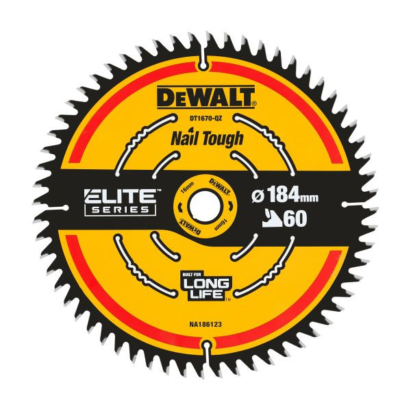 DeWalt 184 x 16 mm/ 60WZ ELITE Kreissägeblatt für Handkreissägen, DT1670-QZ