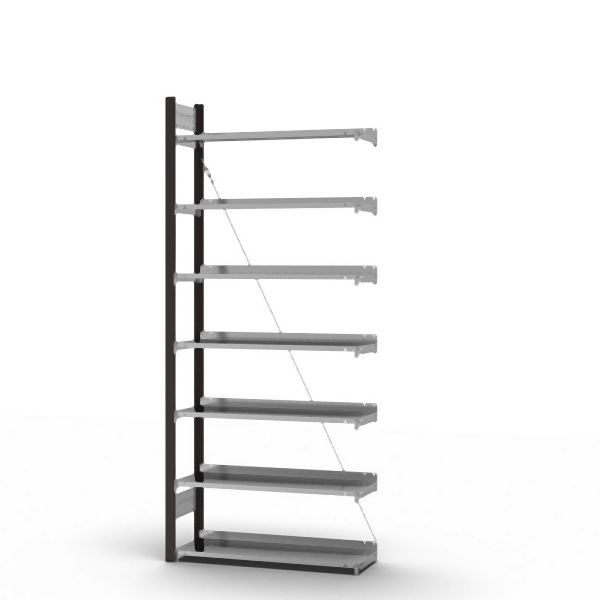 hofe Anbauregal, zerlegt, 7 Böden 2350 x 300 x 1000 mm, verzinkt Stützprofile - anthrazitgrau/RAL 7016, HAA23310EX