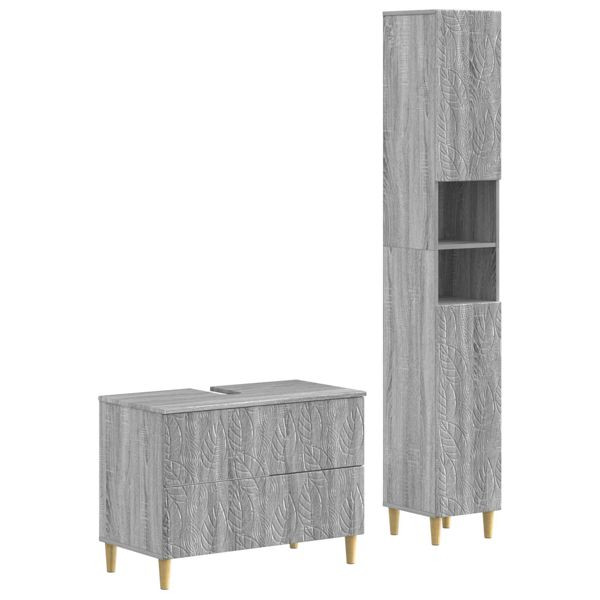 vidaXL 2-teiliges Badezimmer Schrank Set DELFT Sonoma-Grau, 3417546