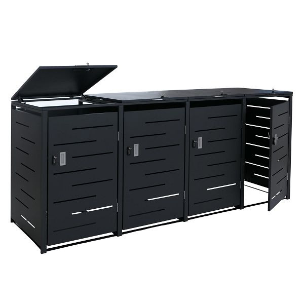 Mendler 4er-Mülltonnenverkleidung HWC-E83b, Mülltonnenbox Mülltonnenabdeckung, 117x265x80cm, anthrazit, Stahl 90kg, 120014+120015+120016+120017