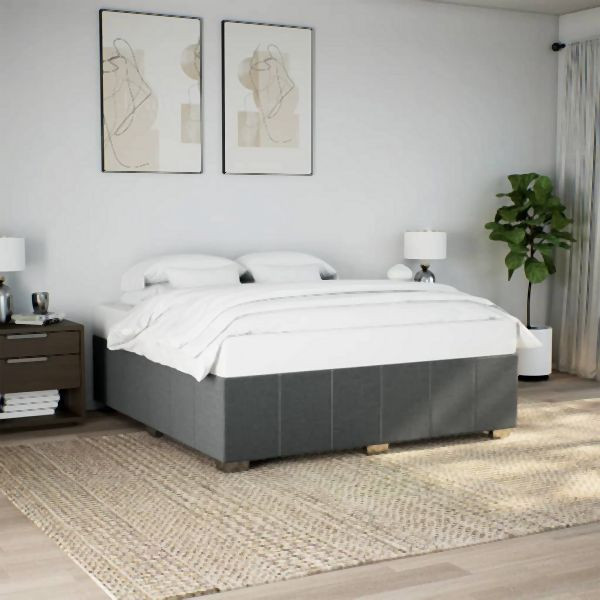 vidaXL Bettgestell ohne Matratze Dunkelgrau 200x200 cm Stoff, 3284861