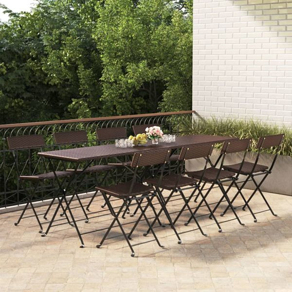 vidaXL Bistrostühle 8 Stück Klappbar Braun Poly Rattan und Stahl, 3152117
