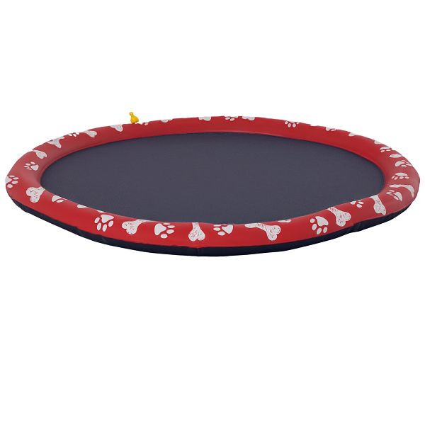 PawHut Hundepool, Planschbecken, mit Wasserdüse, rund, rutschfest, rot, Ø150 cm, D01-032RD