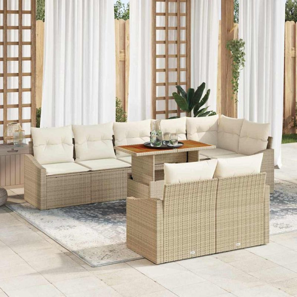vidaXL Garten-Sofa-Set, 9er Set, Beige und Creme 100 x 55 x 73 cm, 3349854