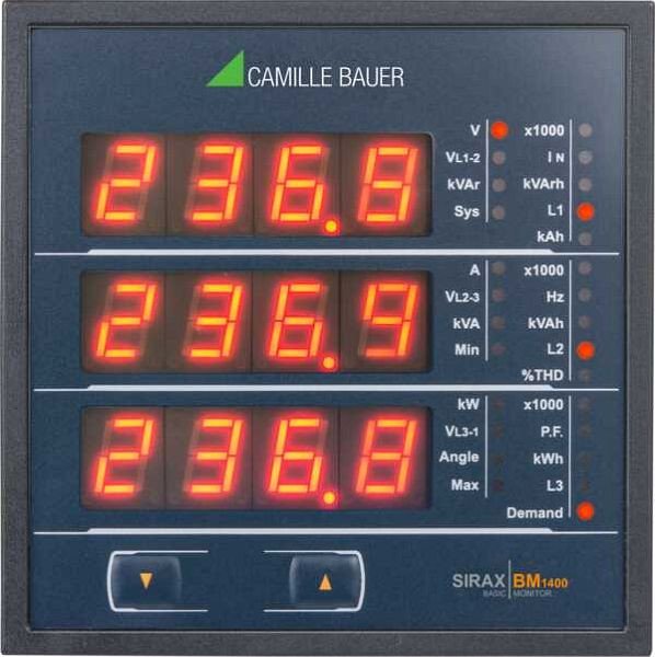 Camille Bauer Programmierbare Messeinheit für Starkstromgrößen mit Anzeige BM1400, 3P, 60-300V, RS485, 1R, 2x4-20mA, 191945