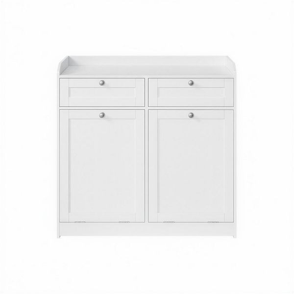 VASAGLE Badezimmerschrank mit Wäschekörben, mit 2 Schubladen und 2 Wäschekörben, abnehmbare Wäschekörbe mit Griffen, 40 x 78,9 x 80,2 cm, Weiß, BBC751W01