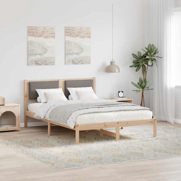 vidaXL Bettrahmen mit Kopfteil Taupe 160 x 200 cm Massives Kiefernholz, 878107