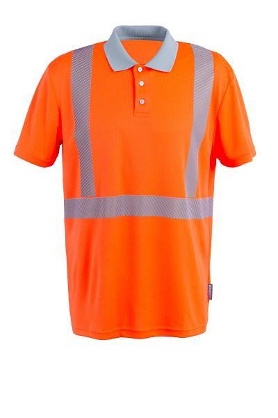 Planam Norit Warnschutz Poloshirt kurzarm orange/zink XS, Unisex, 5890040